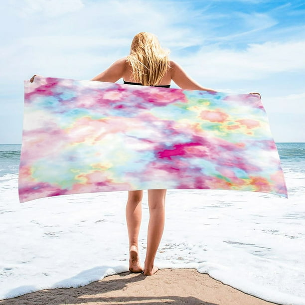 Microfiber Beach Towel Super Colorful Bath Towel Sandproof Beach Blanket Multi-Purpose Towel For Travel Swimming Pool 30x60 Inch