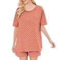 thumbnail image 6 of Busydd Pajamas for Women Set Fashion Polka Dot Two Piece Loungewear Set Round Neck Short Sleeve Tee Top and Shorts Women's Sleepwear L, 6 of 7