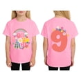 thumbnail image 2 of Gyujnb 9 Years Birthday Print Short Sleeve T Shirt Round Neck Casual Tee Everyday Wear (Big Girls),4-5 Years, 2 of 3