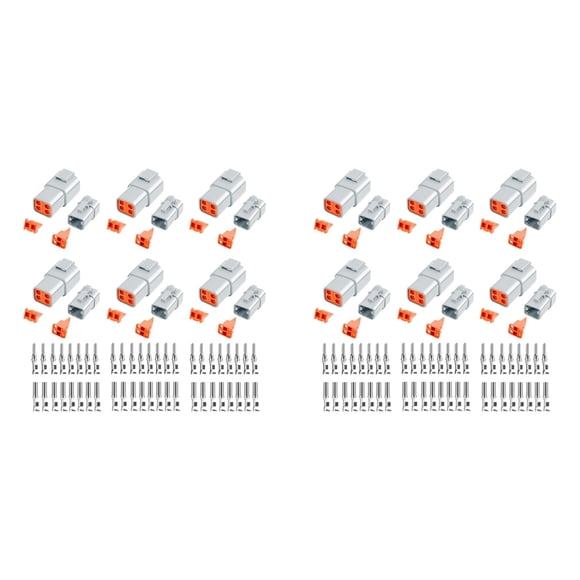 144 PCS Deutsch DTP Connector Kit 4 Pin Automotive Waterproof Connectors 12 Sets with Size 12 Stamped Contacts Gauge