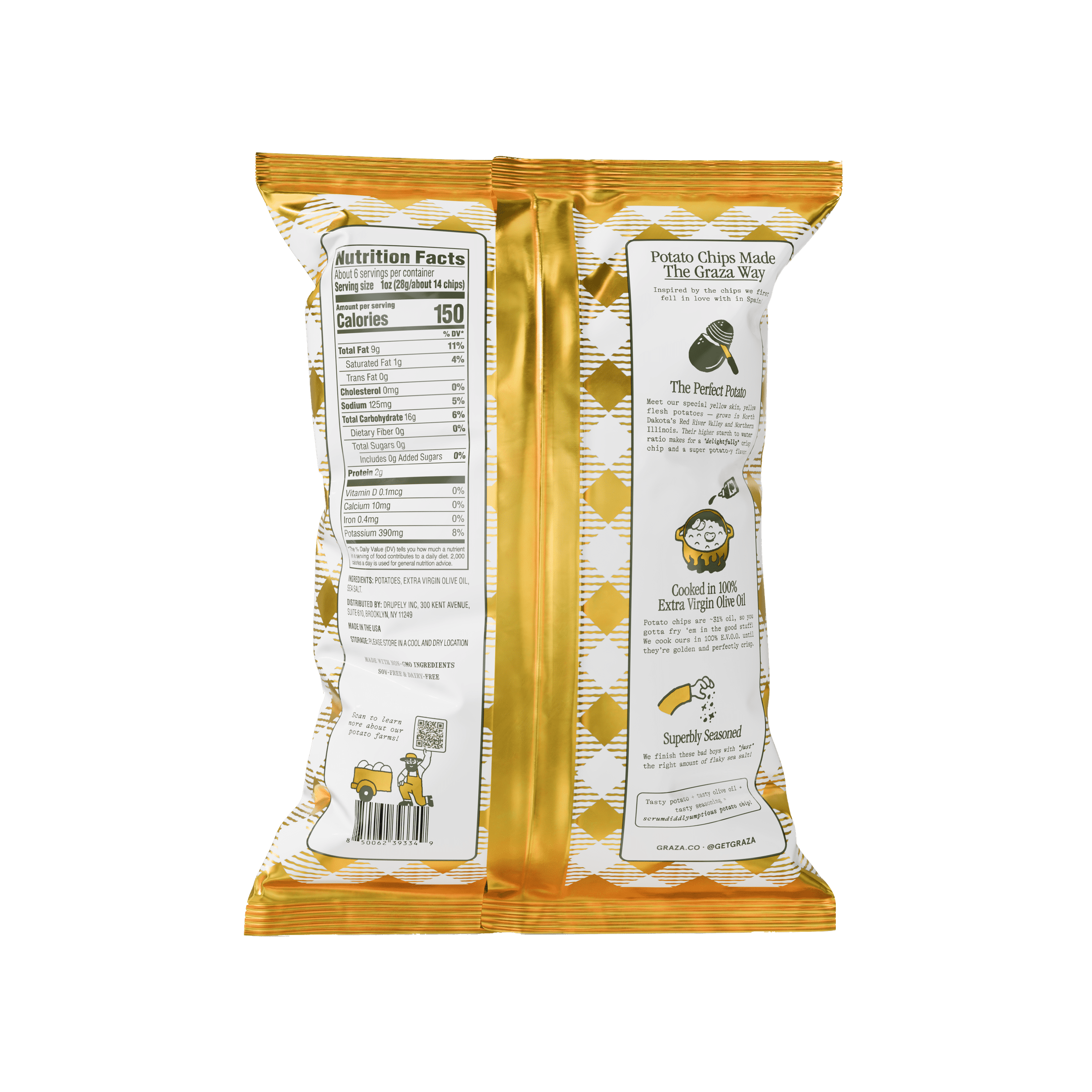 Graza Classic Sea Salt Homestyle Potato Chips, 5.5oz Bag