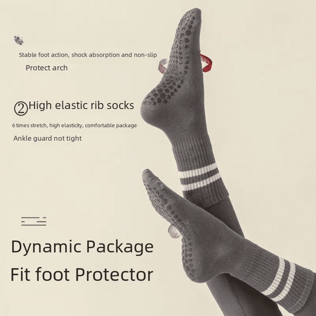 Calcetines de mujer hasta media pantorrilla, calcetines profesionales antideslizantes de silicona para interiores, calcetines deportivos de color sólido para mujer para fitness y pilates