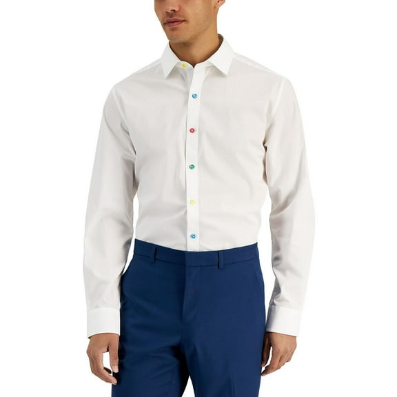 Bar III Mens Organic Cotton Slim Fit Button-Down Shirt
