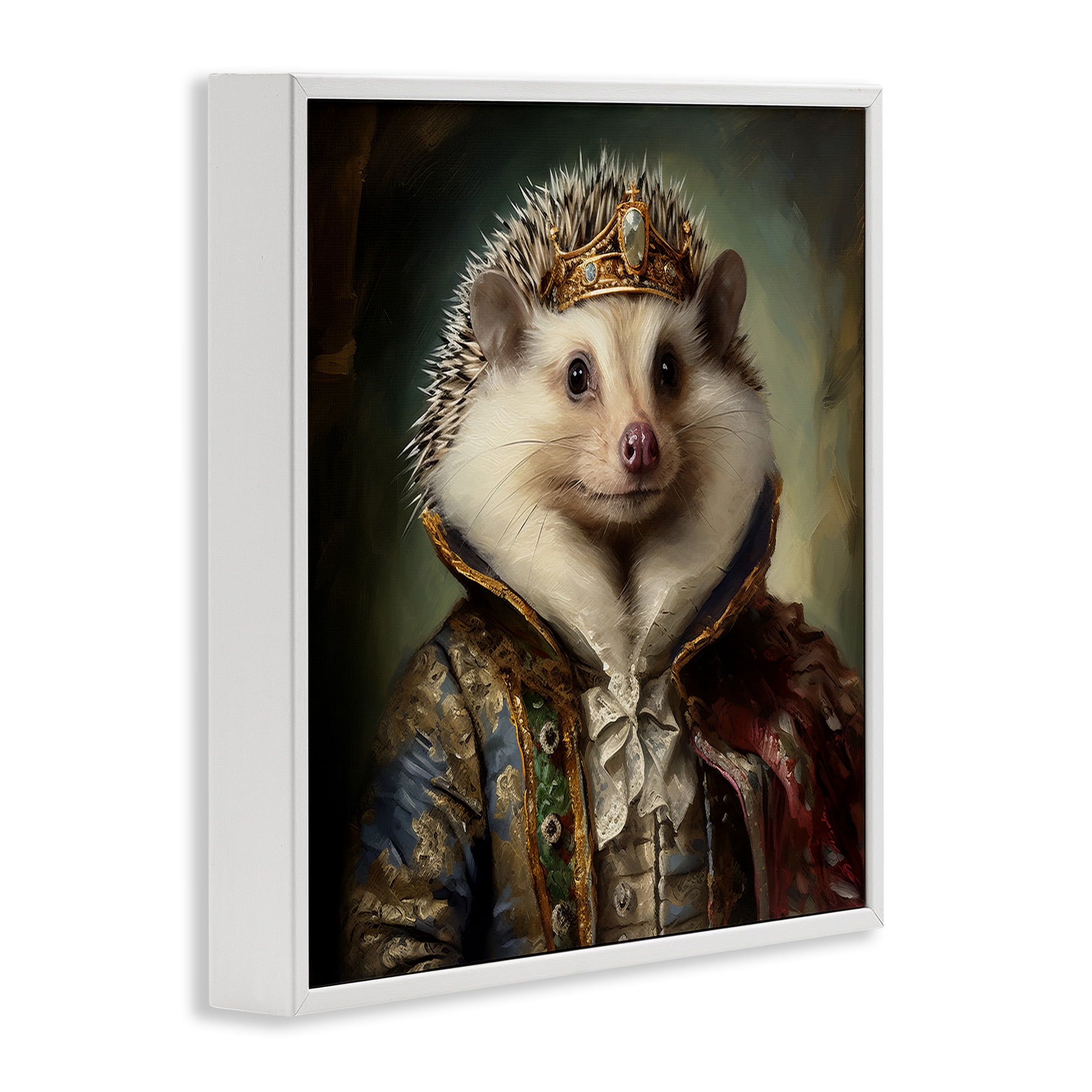 Stupell Industries Hedgehog Regal Transformation Animals & Insects Painting White Framed Art Print Wall Art, 24 x 24