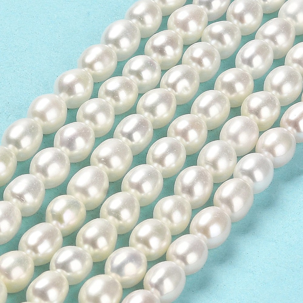 1 Strand Natural Cultured Freshwater Pearl Beads Strands Rice Grade 5A Floral White 5~5.5x4.5~5mm Hole: 0.7mm about 60~61pcs/strand