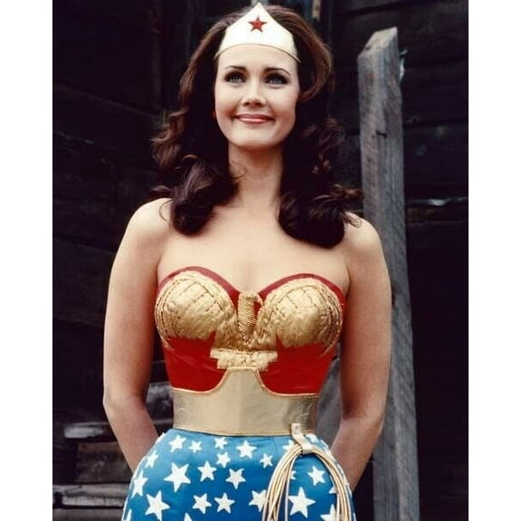 Lynda Carter with lovely smile hands behind back Wonder Woman outfit 8x10 photo