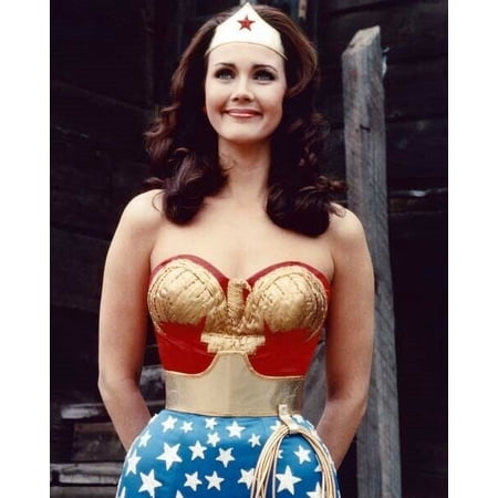 Lynda Carter with lovely smile hands behind back Wonder Woman outfit 8x10 photo