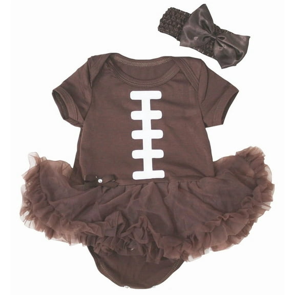 Petitebelle Rugby Print Baby Dress Nb-18m (Brown, 3-6 Months)
