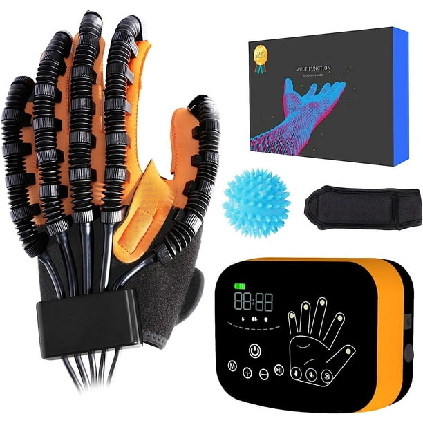 Guantes de Robot de rehabilitación eléctrica Ortesis Accidente Cerebrovascular Guantes de Entrenamiento Auxiliar de Rehabilitación Recuperación De La Función De La Mano YIOCHOS Guantes de Robot de rehabilitación Mano izquierda -- XL