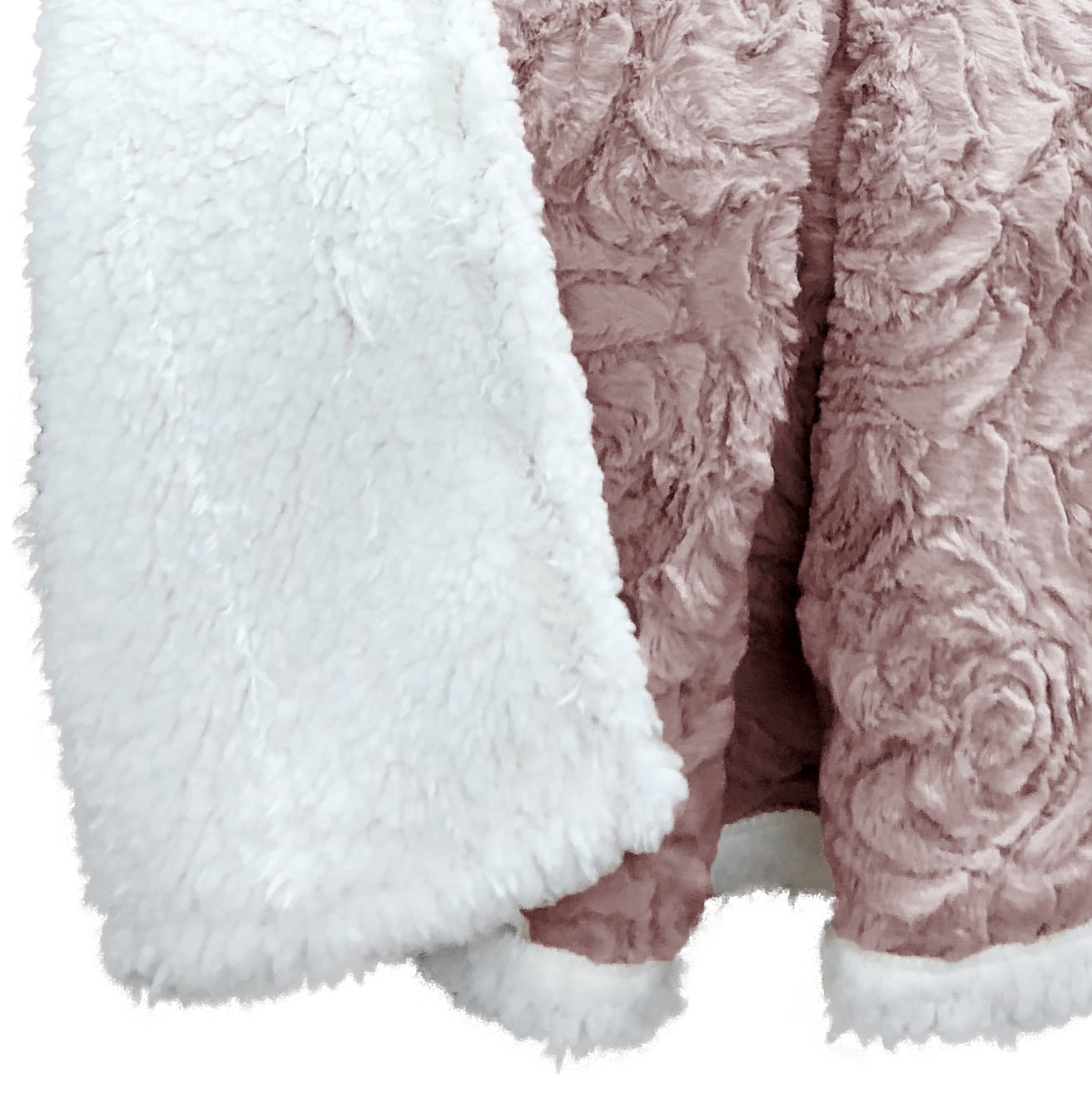 Beverly Faux Fur Sherpa Throw Deep Rose 50x60 inches