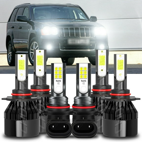 For Chrysler 300 2005 2006 2007 2008 2009  6PC 6000K LED Headlight Fog Bulb