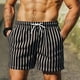 thumbnail image 1 of Ceisia Summer Men's Casual Striped 5 Inch Beach Shorts Quick Dry Drawstring Waist Swim Trunks with Pockets Black L Gifts, 1 of 8
