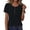 Black-1, variant on Womens Short Sleeve Henley Top - Relaxed Fit Button Front Pleated Stretchy Wrinkle Resistant Casual Crewneck Blouse Plus Size S-XXXL Army Green,Size L