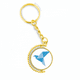 thumbnail image 1 of Origami patron abstracto Azul paloma Anillo de oro de metal llavero llavero, 1 of 3