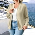 thumbnail image 2 of Edvintorg Women's Sweatshirt Crew Neck Long Sleeve Casual Loose Zip Up Tops with Pockets Womens Clothing Khaki M, 2 of 7