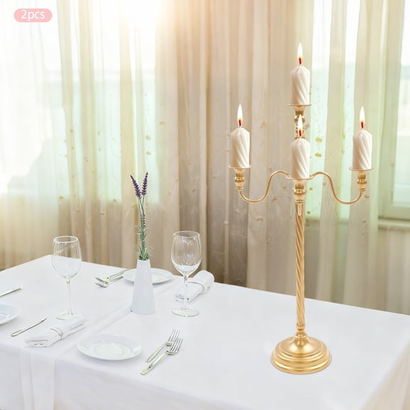 2 PCS 28In Floor Candelabra Tall Candlestick for Candle and Floral Metal Candle Holders Table Centerpiece for Wedding Party Event Room