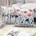 thumbnail image 3 of Pink Blue Decorative Pillow Cover 18x18,Farmhouse Rustic Pillowcase for Couch Bedroom Home Decor,Set of 4, 3 of 5
