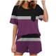 thumbnail image 1 of Conjunto de Pijama de las Mujeres de Moda Casual Color Sólido Manga Corta Cuello Redondo Top Y Pantalones, 1 of 6