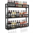 thumbnail image 6 of golytefs 39in 3-Tiers Metal Wine Rack Wall Mounted Liquor Bottle Display Shelf with Glass Holder Liquor Cabinet for Kitchen Dining Room Home Bar, 6 of 8
