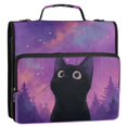 thumbnail image 2 of Water-Resistant 3-Ring Binder Organizer with Multiple Pockets Zipper Binder Bag for Office Purple Sky and Black Cat, 2 of 8