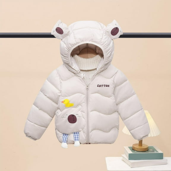 Piuwrlz Winter Trench Coat for Children's Girls Windproof Plush Jackets Lightweight New Solid Color Cotton for Girl Jacket Beige Size 5 Years