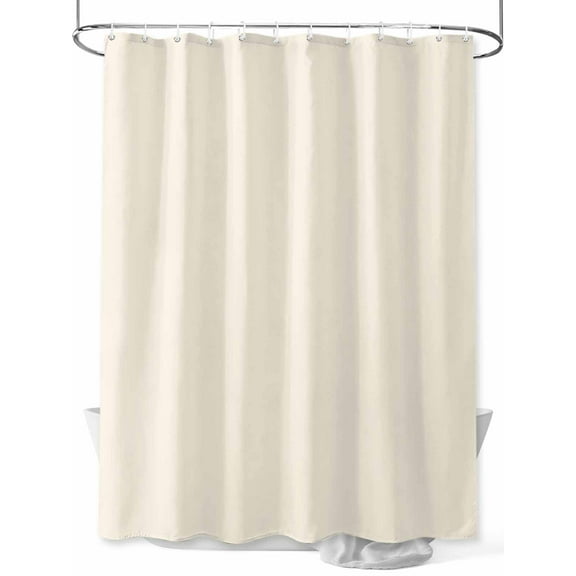 Cream Shower Curtain, Solid Color Waterproof Shower Curtain Set with 12 Hooks Lightweight Washable Fabric Shower Curtains for Bathroom 72x84 Inches