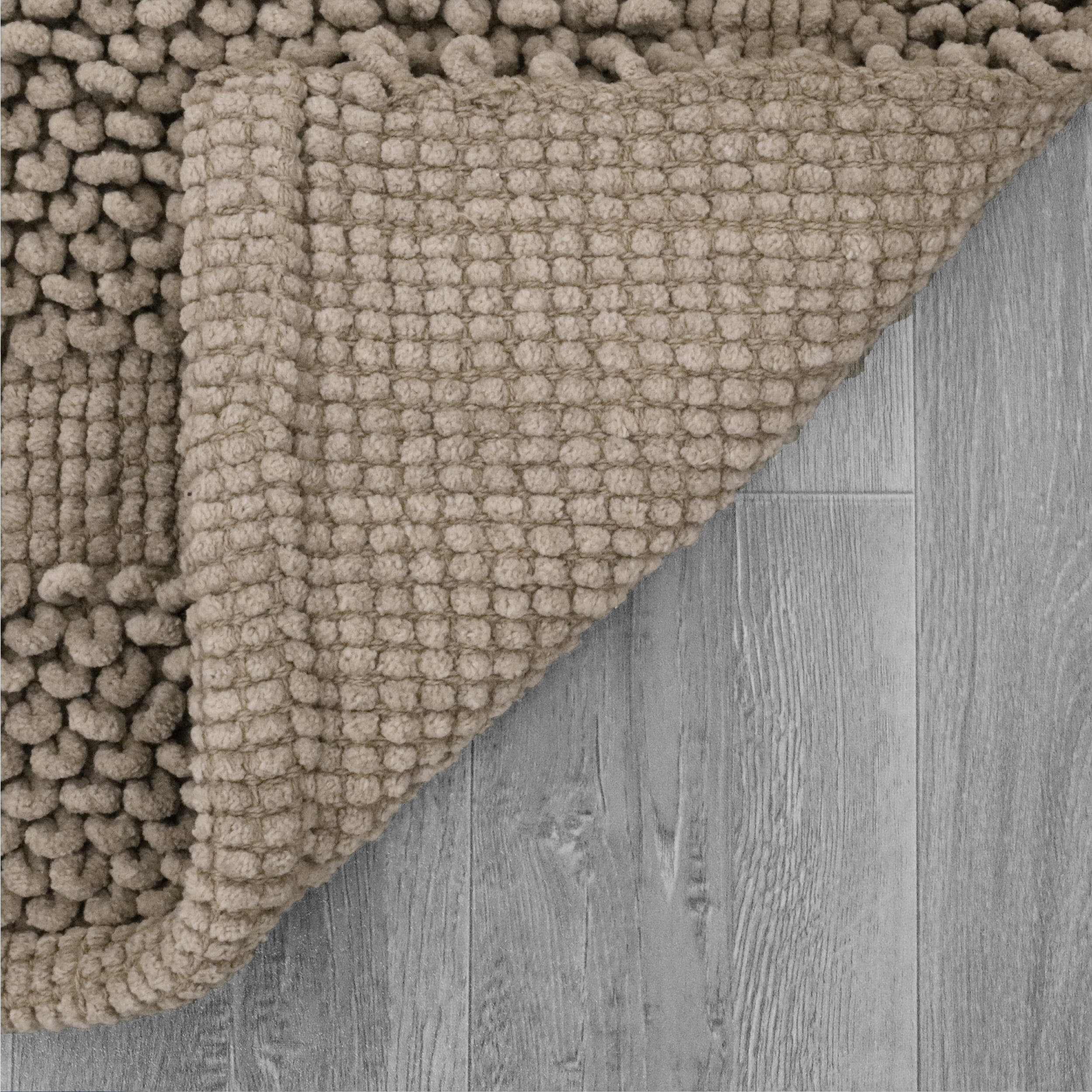Jean Pierre New York Sophie Border 100% Cotton Bath Mat - Non-Slip Bath Rug - Brown Cappuccino - 17" x 24"
