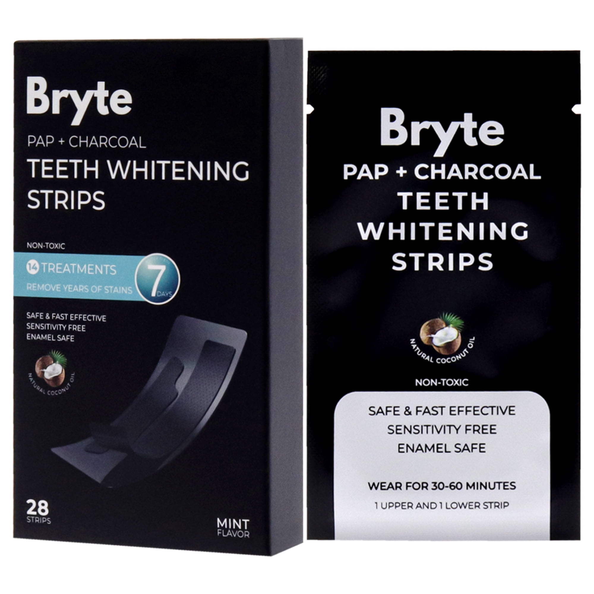 Bryte PAP Pus Charcoal Whitening Strips , 28 Pc Strips