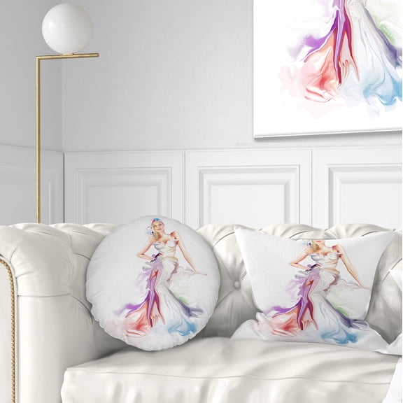 Designart Beautiful Fashion Girl - Contemporary Throw Pillow - 12x20