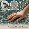 thumbnail image 6 of ODIKA 8'x10' Washable Area Rug Durable, Non-Slip Bug Vintage Scroll Bordered Frame Throw Turquoise Butterfly Teal Boho Refined for Living Room, Under Sectional, Family, 6 of 7