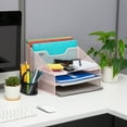 thumbnail image 3 of Mind Reader Desktop Organizer, File Holder, Paper Trays, Metal, 12.5"L x 11.5"W x 9.5"H, Pink, 3 of 9