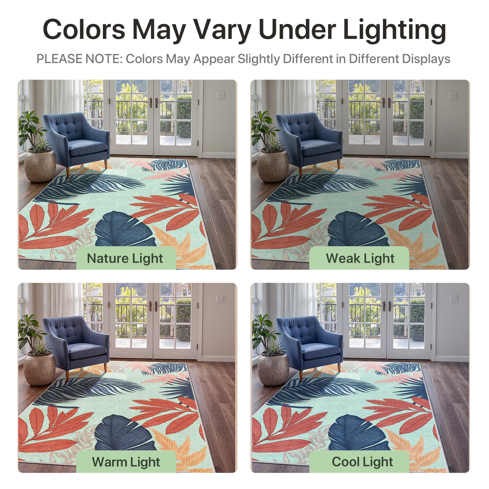 DEORAB Outdoor Rug 8'x10' Washable Patio Rug Non Shedding Easy Cleaning Colorful Outside Carpet for Balcony Backyard Deck RV