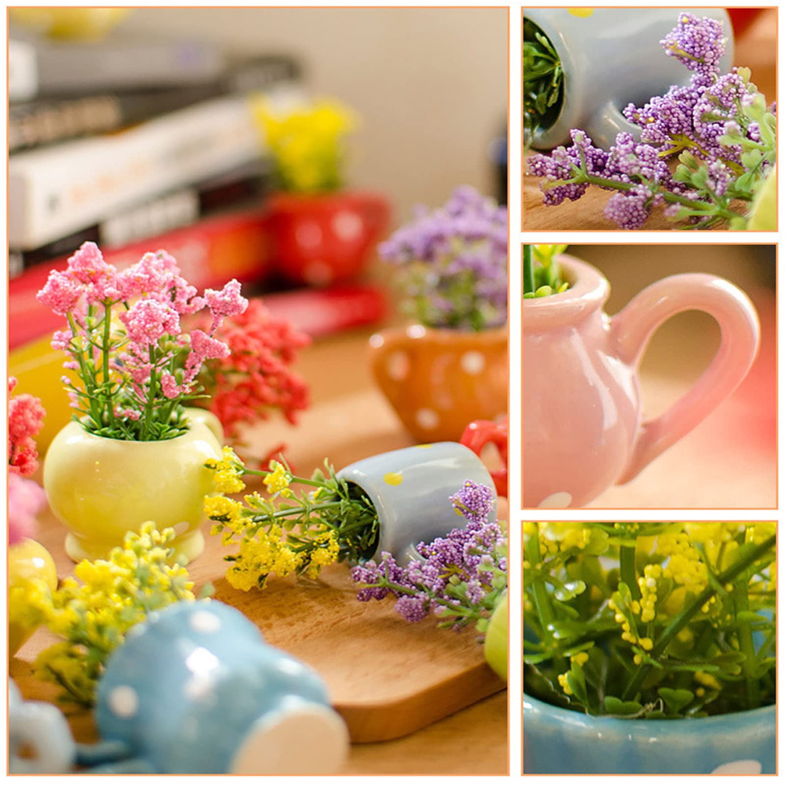 6Pcs Cute Mini Magnetic Vase for Fridge, Decorative Plant Fridge Magnets, Funny 3D Ceramic Refrigerator Magnets, Cute Fridge Decor, Decoration for Home, Kitchen, Office, Locker, Whiteboard