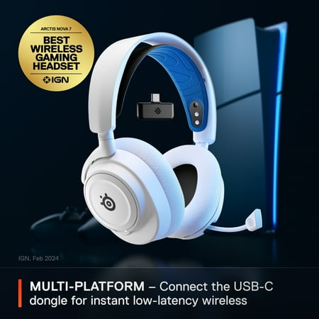 SteelSeries - Arctis Nova 7P  Wireless Gaming Headset for PS5, PS4 - White