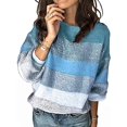 thumbnail image 1 of Pulls Décontractés Manches Longues Col Rond Couleur Patchwork Pull en Tricot Tops, 1 of 7