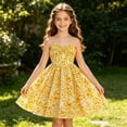 thumbnail image 2 of Gunia Teen Girl Dresses French Floral Embroidered Bodice Dress With Strappy Waistline Elegant Neckline Sundress Yellow Dress For Girls 8-12 Years, 2 of 8