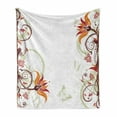 thumbnail image 1 of Green and Brown Soft Flannel Fleece Blanket, Floral Frame Pattern with Butterfly Background Flourishing Nature Elements, Cozy Plush for Indoor and Outdoor Use, 50" x 70", Multicolor, by Ambesonne, 1 of 6