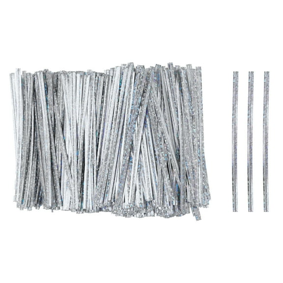 Uxcell Bag Twist Ties Reusable Plastic Twist Ties Wire Cable Ties for Party Bread Candy Silver