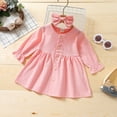 thumbnail image 2 of Diconna 2Pcs Toddler Kids Baby Girl Dress High-Waist Long Sleeve Button Down Ruffle A-Line Dresses Fall Clothes Set for Little Girl, 2 of 9