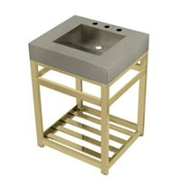 Kingston Brass  25 in. Fauceture Stainless Steel Sink with Steel Console Sink Base, Brushed & Polished Brass