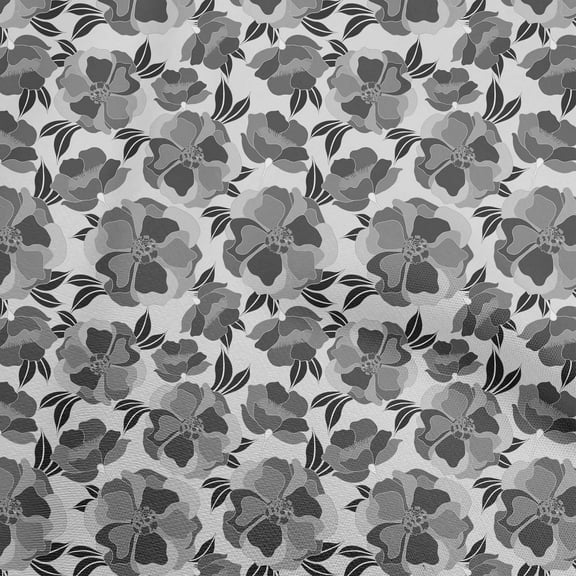 oneOone Polyester Spandex Gray Fabric Floral Retro Quilting Supplies Print Sewing Fabric By The Yard 56 Inch Wide