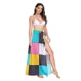 thumbnail image 2 of FORMRS Womens Long Sarong Beach Wrap Semi-Sheer Bikini Skirt Bathing Swimsuit Cover Up, Blue Checkered Pattern, 2 of 7