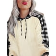 thumbnail image 3 of Kmbangi Female Suit Set Plaid Long Sleeve Hooded Pullover+ Long Pants, 3 of 10