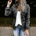 thumbnail image 5 of Powerdelux Women's Boyfriend Denim Jacket Washed Long Sleeve Casual Jean Jacket Coats, 5 of 6