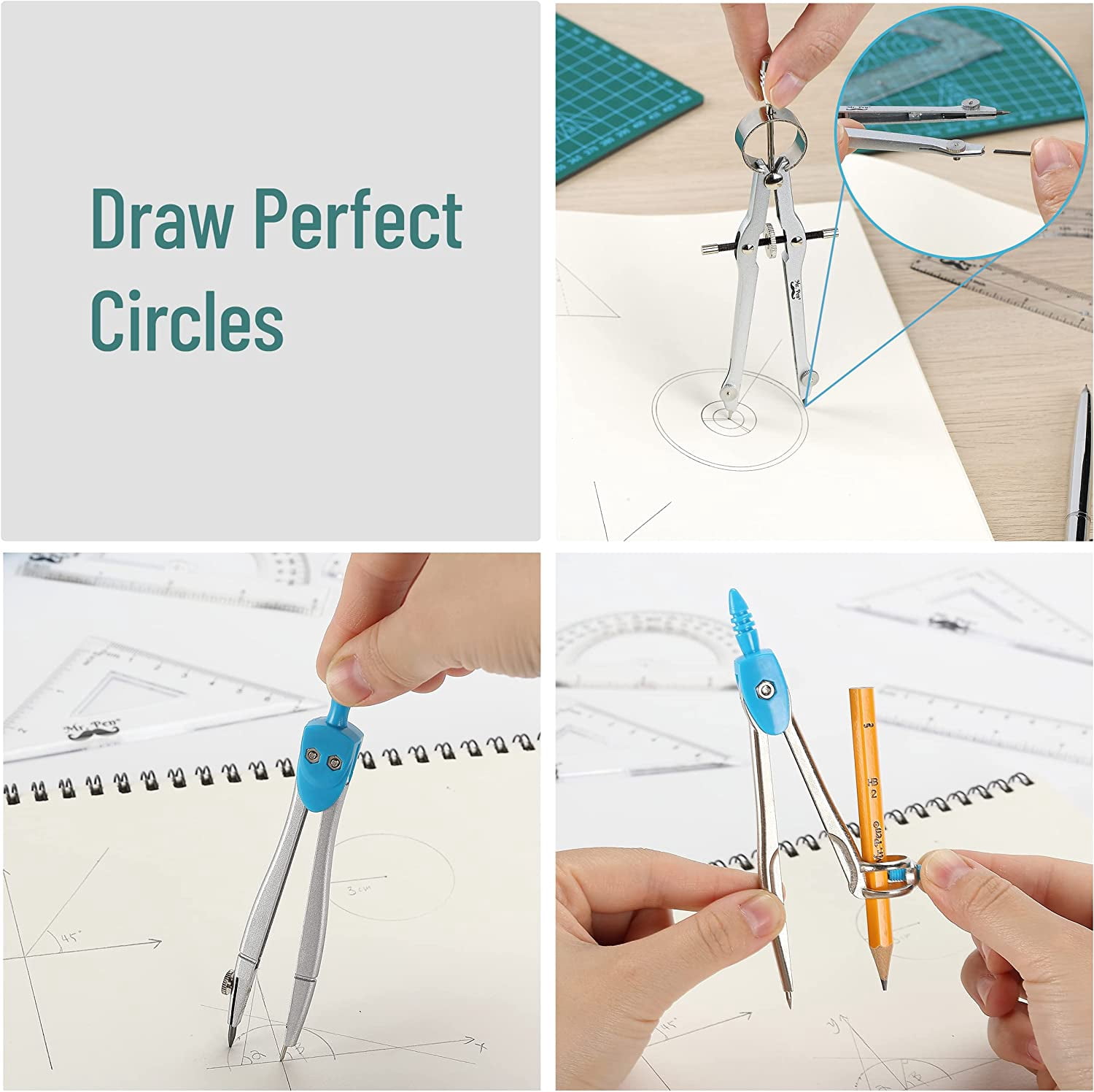 Mr. Pen- 13 Pcs Geometry Set, Compass, Protractor, Math & Drafting