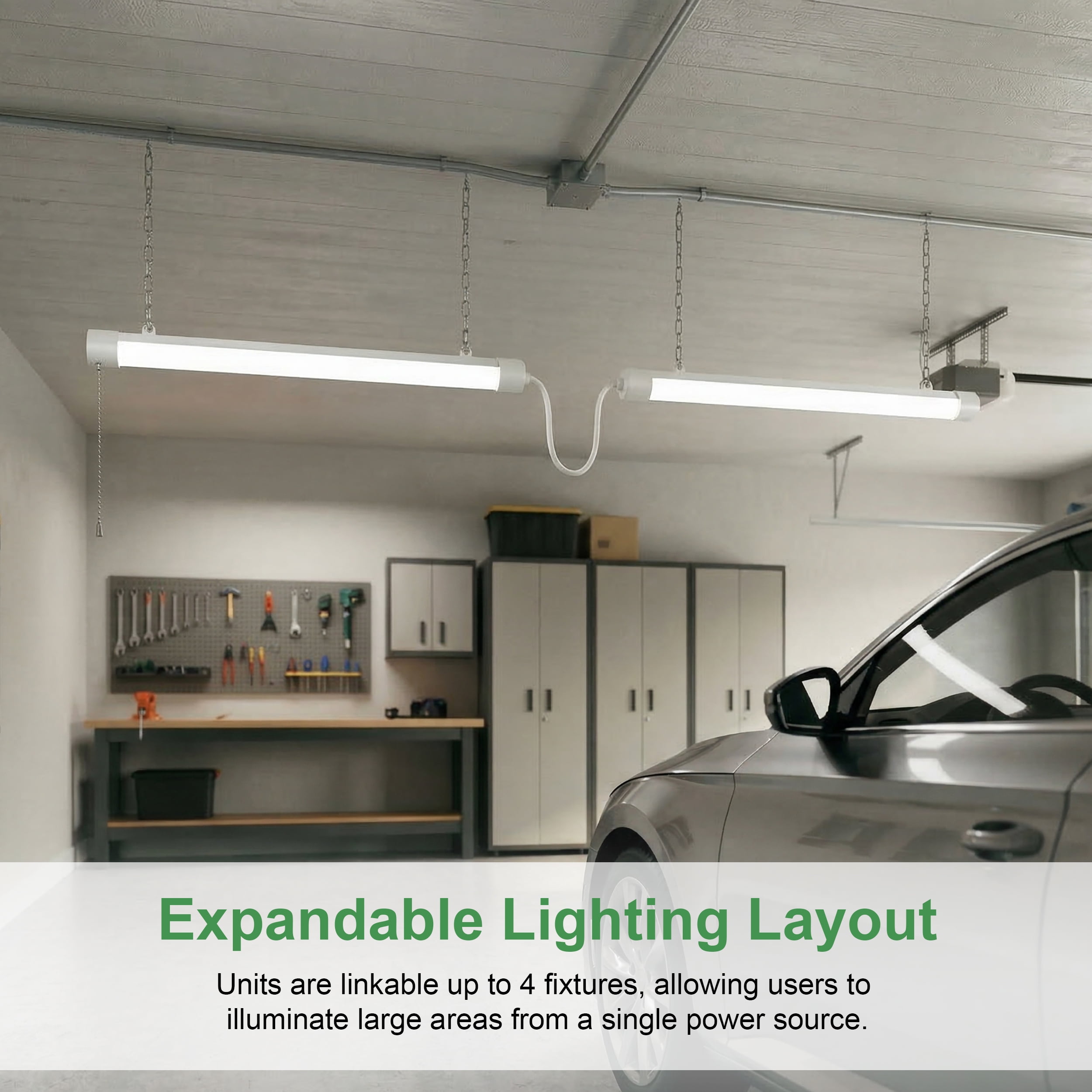 MaxLite 4 feet , 2 Pack LED Shop Light Fixture, 23W 120V, 23W, Linkable, for Garage, Workshop, Basement, Warehouse, White - 2 Value Pack