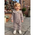 thumbnail image 4 of RUINIXCW Newborn Baby Girl Spring Fall Clothes Infant Girls Plaid Gingham Outfit One Piece Romper 0 3 6 12 18 Months Ruffled Doll Collar Long Sleeve Button Down Jumpsuit, 4 of 9