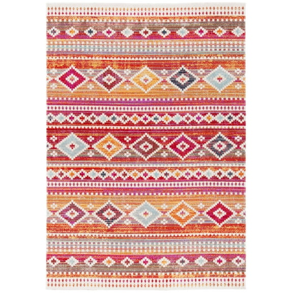 SAFAVIEH Montage Ashley Geometric Indoor/Outdoor Area Rug, Red/Fuchsia, 8' x 10'