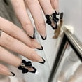 thumbnail image 2 of Nude French Press on Nails Coffin Longitud media Black Bow Fake Nails, Full Cover Ballerina Faux Acrylic Nails Zhivalor HMYH844, 2 of 4