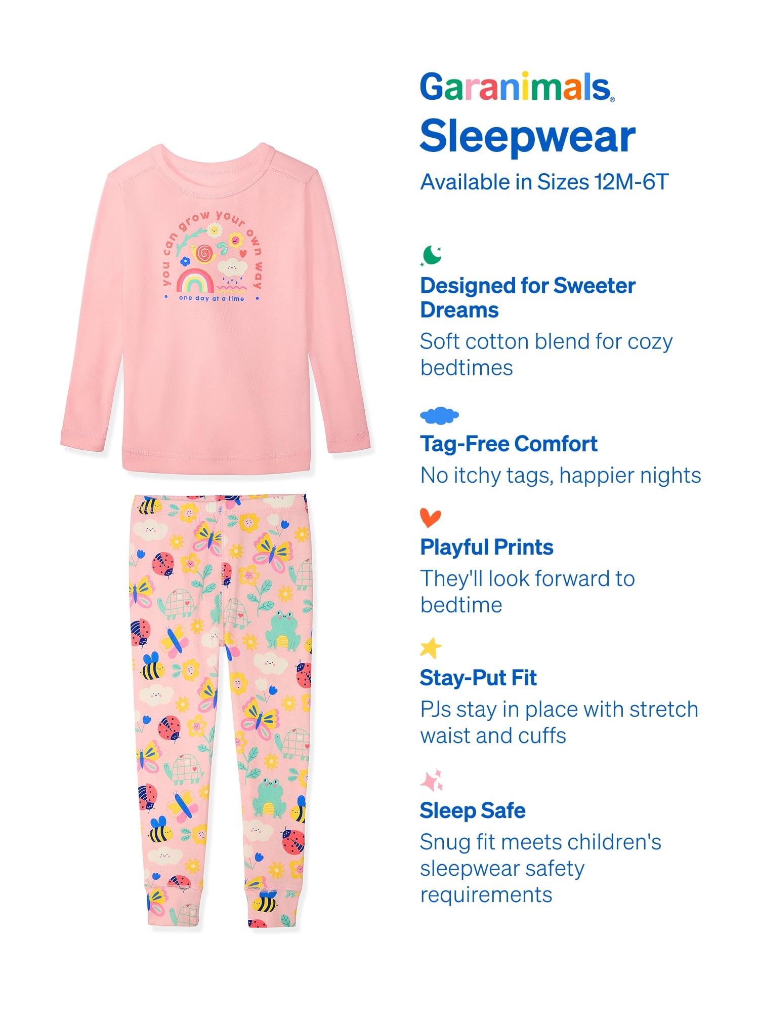 Garanimals Baby & Toddler Pajama Sets, 2-Piece & 6-Piece, Sizes 12M–6T